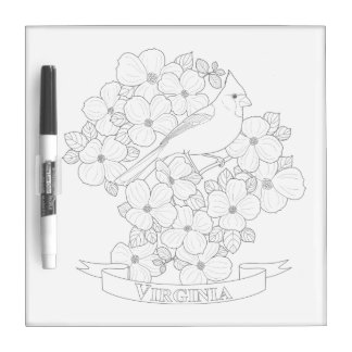 Virginia State Bird and Flower Coloring Page Dry-Erase Board