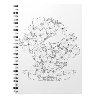 Virginia State Bird and Flower Coloring Page Notebook