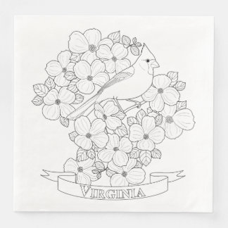 Virginia State Bird and Flower Coloring Page Paper Dinner Napkins