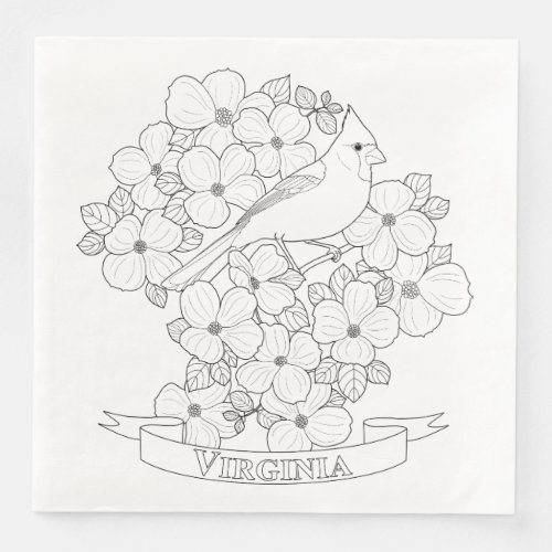 Virginia State Bird and Flower Coloring Page Paper Dinner Napkins