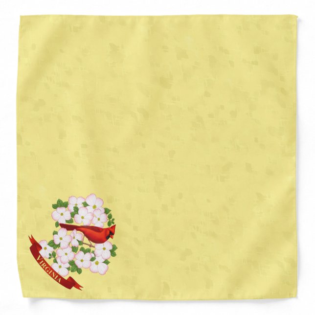 Virginia State Cardinal Bird and Dogwood Flower Bandana (Front)