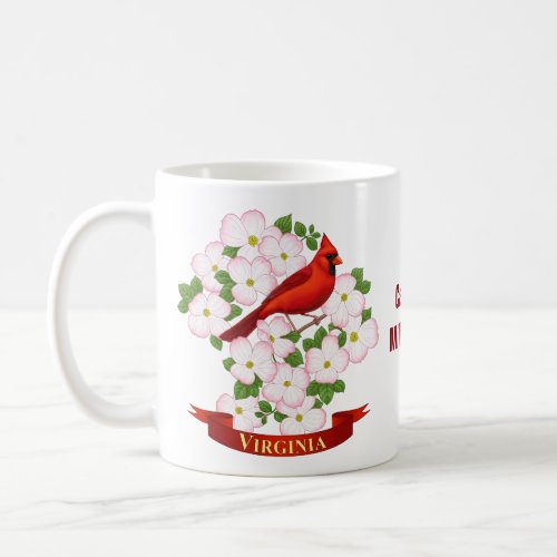 Virginia State Cardinal Bird and Dogwood Flower Coffee Mug