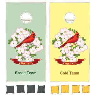 Virginia State Cardinal Bird and Dogwood Flower Cornhole Set