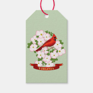Virginia State Cardinal Bird and Dogwood Flower Gift Tags