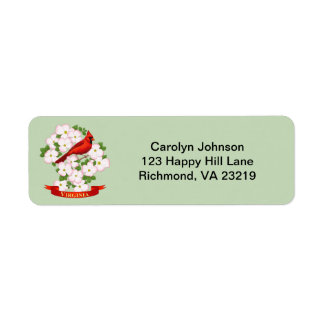 Virginia State Cardinal Bird and Dogwood Flower Label