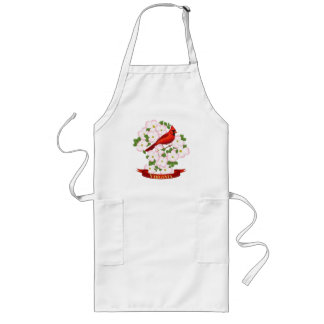 Virginia State Cardinal Bird and Dogwood Flower Long Apron