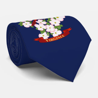 Virginia State Cardinal Bird and Dogwood Flower Neck Tie
