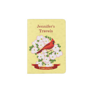 Virginia State Cardinal Bird and Dogwood Flower Passport Holder