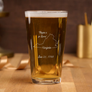Virginia-State Etched Glassware