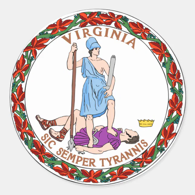 Virginia State Flag Classic Round Sticker | Zazzle