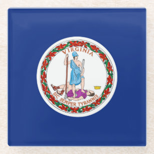 Virginia State Flag Design Decor Glass Coaster