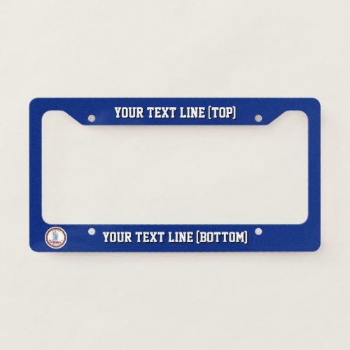 Virginia State Flag Design on a Personalized License Plate Frame