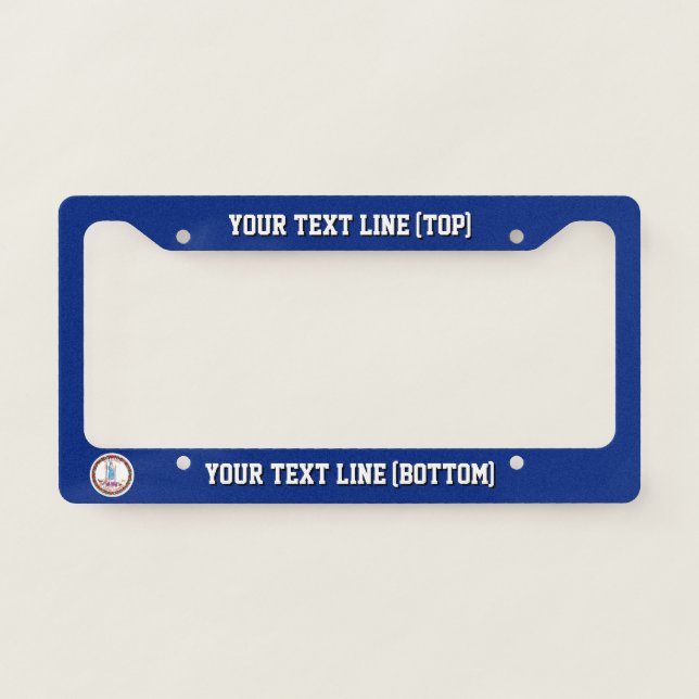 Virginia State Flag Design on a Personalized License Plate Frame (Front)