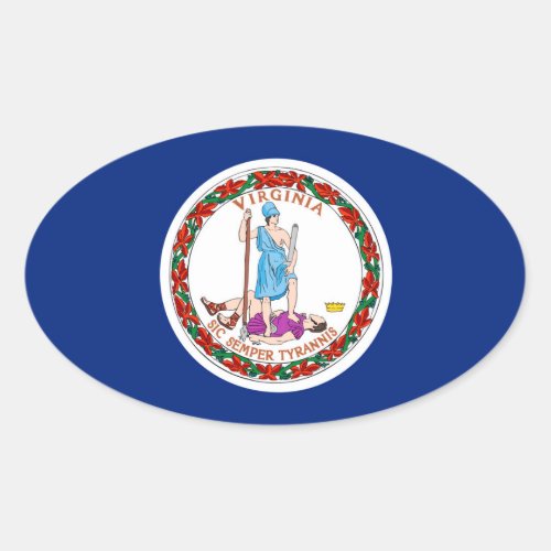Virginia State Flag Design Oval Sticker