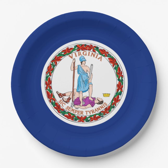 Virginia State Flag Design Paper Plates (Front)