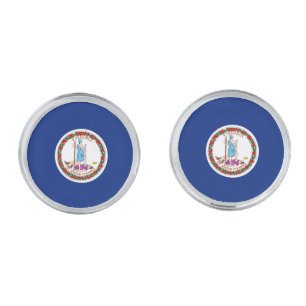 Virginia State Flag Design Silver Cufflinks