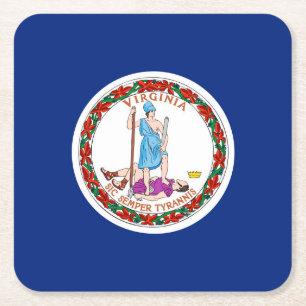 Virginia State Flag Design Square Paper Coaster
