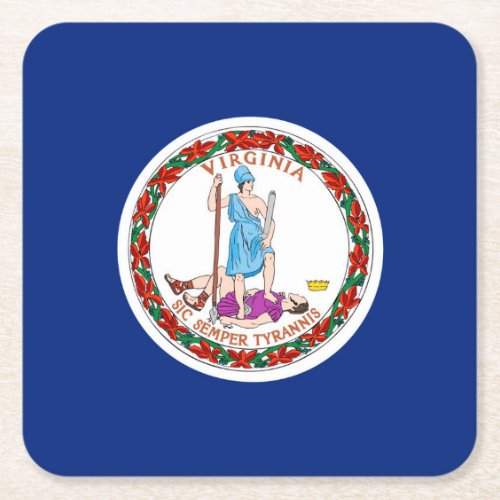 Virginia State Flag Design Square Paper Coaster