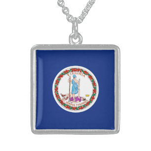 Virginia State Flag Design Sterling Silver Necklace