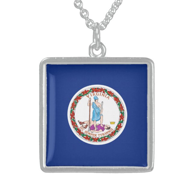 Virginia State Flag Design Sterling Silver Necklace (Front)