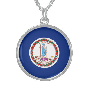 Virginia State Flag Design Sterling Silver Necklace