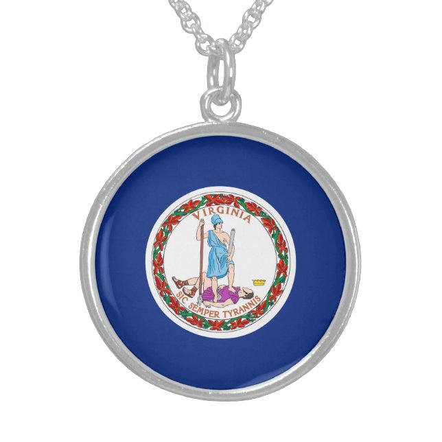 Virginia State Flag Design Sterling Silver Necklace (Front)