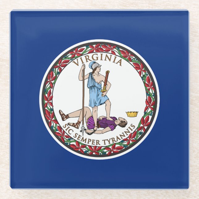 Virginia State Flag Glass Coaster (Front)
