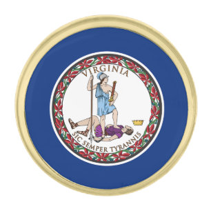 Virginia State Flag Gold Finish Lapel Pin