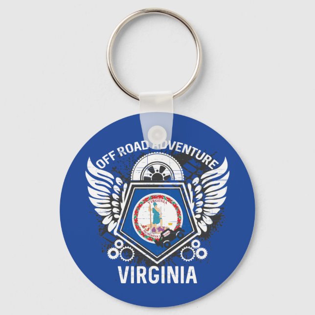 Virginia State Flag Off Road Adventure 4x4 Keychain (Front)