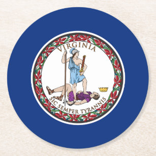 Virginia State Flag Round Paper Coaster