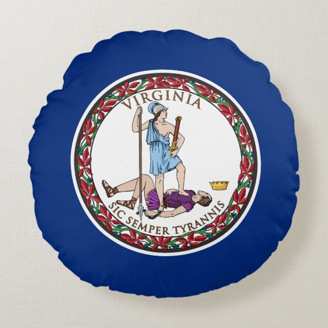 Virginia State Flag Round Pillow (Front)