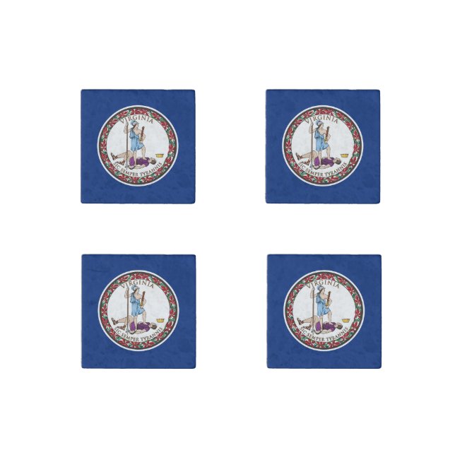 Virginia State Flag Stone Magnet (Front)