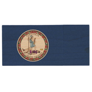 Virginia State Flag Wood Flash Drive