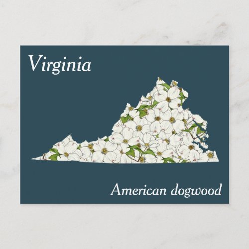 Virginia State Flower Collage Map Postcard