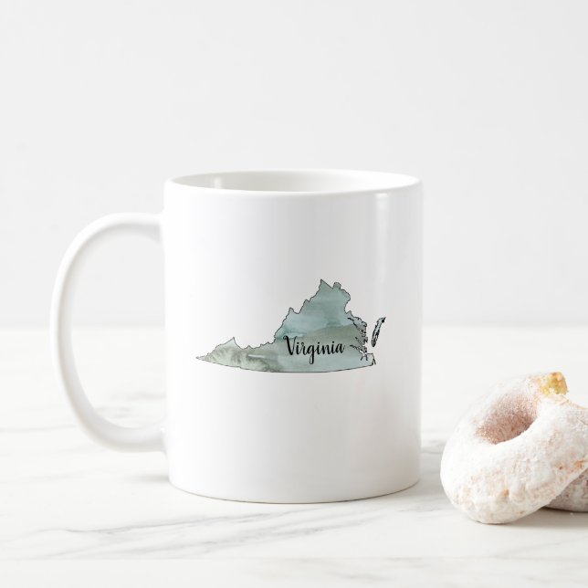 Virginia State Illustration Outline Coffee Mug (With Donut)