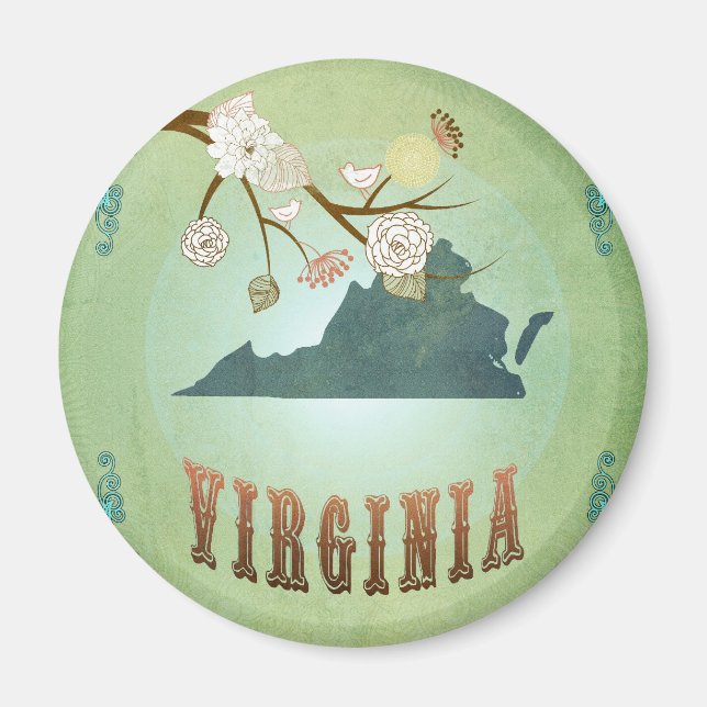 Virginia State Map – Green Magnet (Front)