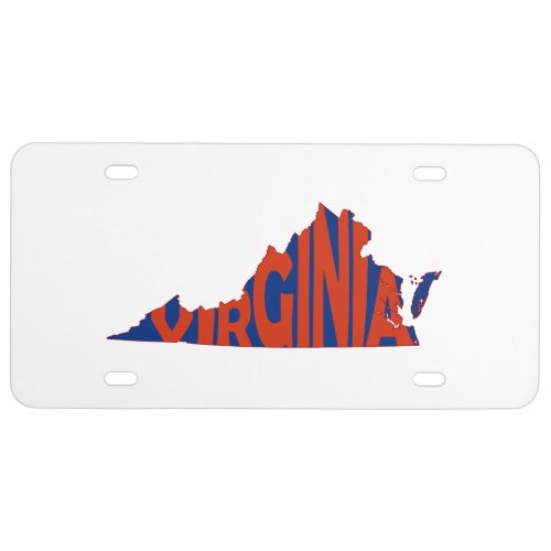 Virginia State Name Word Art Red License Plate