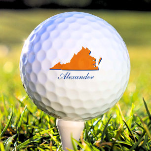 Virginia State Orange & Blue Name Golf Balls