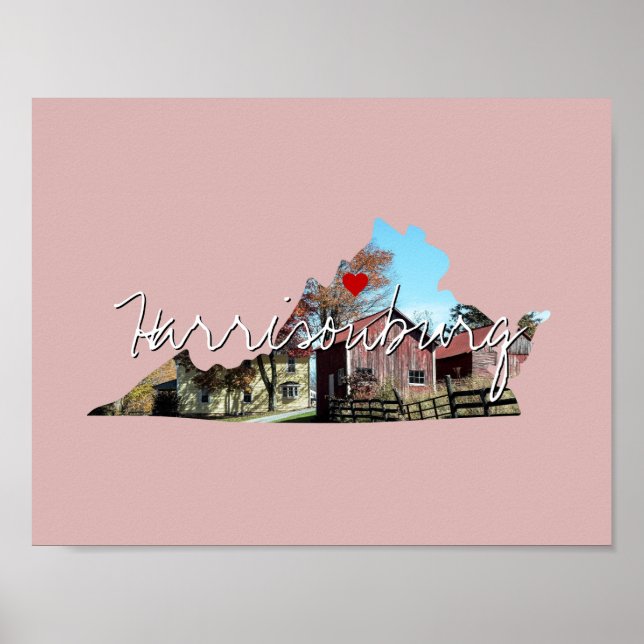 Virginia State Photo insert and town name Poster (Front)