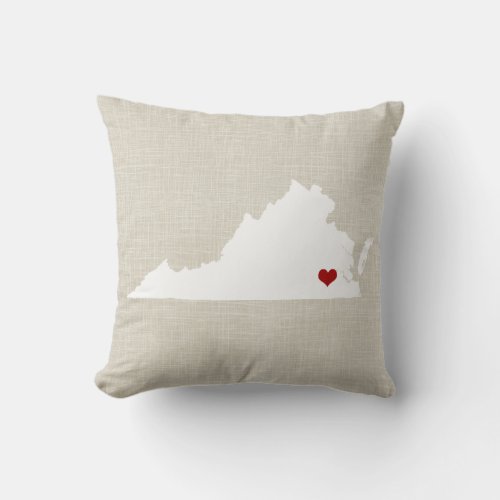 Virginia State Pillow Faux Linen Personalized