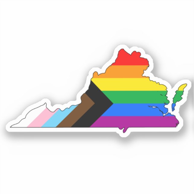 Virginia State Pride LGBTQ Progress Pride Sticker (Front)