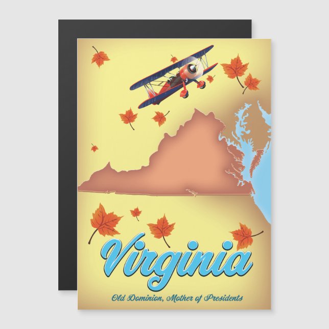 Virginia State retro Travel poster map (Front/Back)