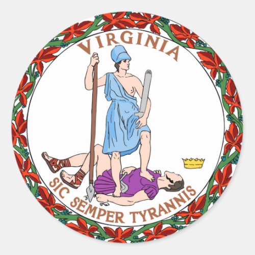Virginia state sealjpg classic round sticker