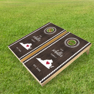 Virginia State Silhouette Family Name Cornhole Set