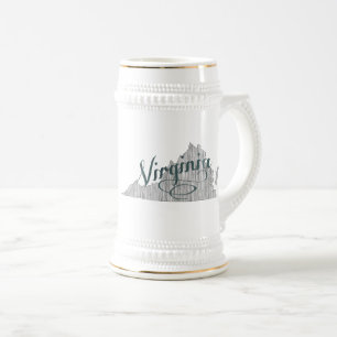 Virginia State Typography Beer Stein