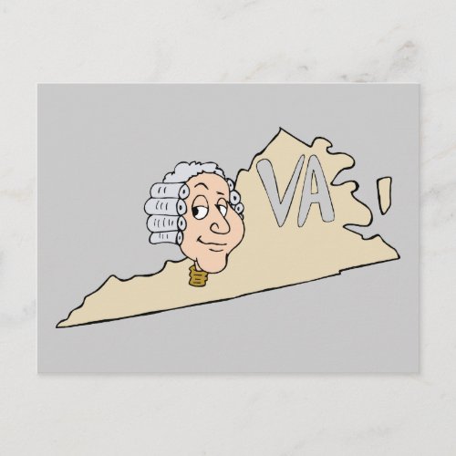Virginia State VA Cartoon with George Washington Postcard