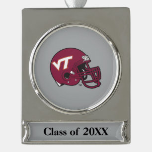 Virginia Tech Helmet Silver Plated Banner Ornament