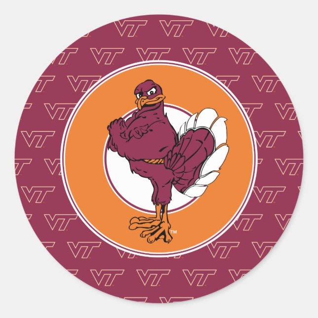 Virginia Tech Hokie Bird Classic Round Sticker (Front)