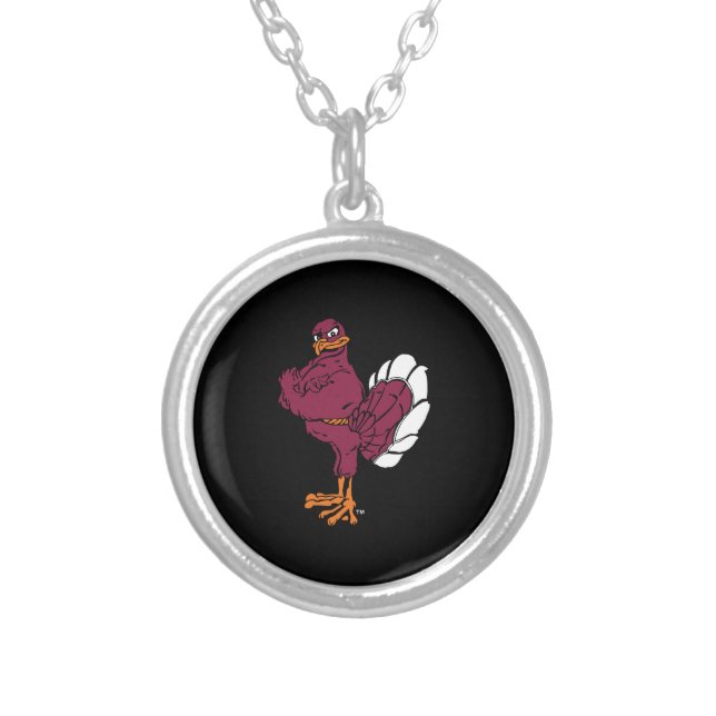 Virginia Tech Hokie Bird Silver Plated Necklace (Front)