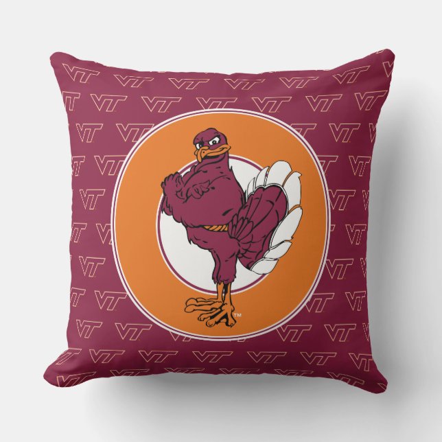 Virginia Tech Hokie Bird Throw Pillow (Front)